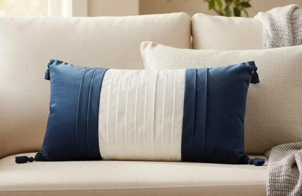 South Shore Fine Linens Accent Throw Pillows Gray and Blue Lot of 2 17x11x5